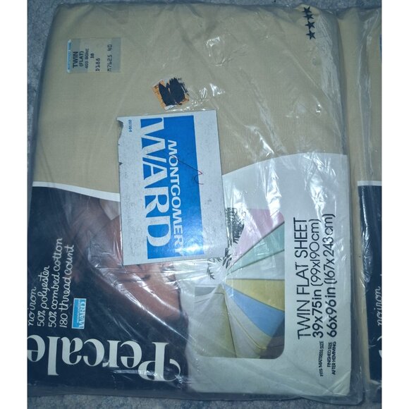 Montgomery Ward Percale Twin Flat Sheets & Room Concepts Fitted Sheet Set 50% Co - Picture 6 of 10